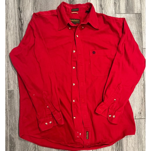 Timberland Other - Timberland WeatherGear Men's Red Rugged Fit Long Sleeve Button Down Shirt Large